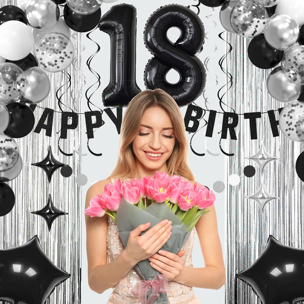 Ashmole Black and Silver 18th Birthday Decorations Kit for Boys or Girls