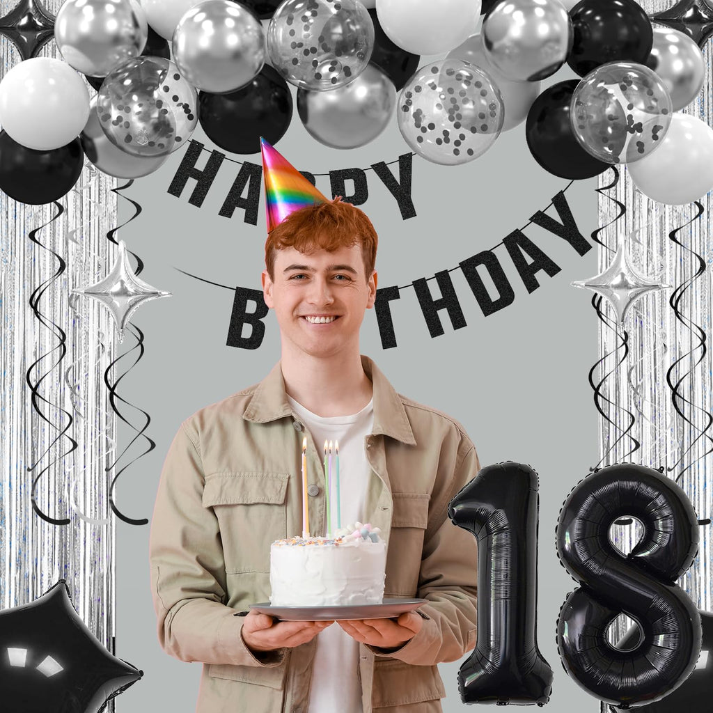 Ashmole Black and Silver 18th Birthday Decorations Kit for Boys or Girls