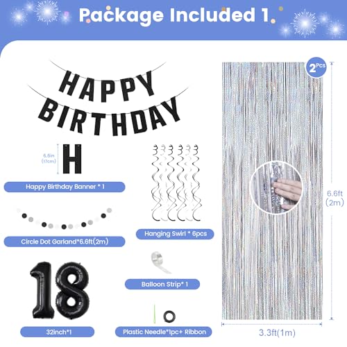 Ashmole Black and Silver 18th Birthday Decorations Kit for Boys or Girls