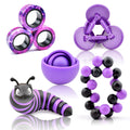 ASIOWELY Fidget Toys Pack - 5 Piece Sensory Set for Stress Relief (Gyro, Slug, Magnetic Rings, Spinner, Ball)