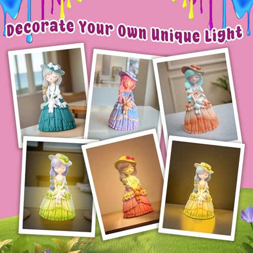 ASIOWELY Paint Your Own Princess Lamp Kit – DIY Night Light Craft for Kids Ages 3-12