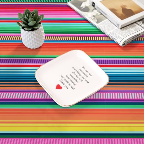 ASLERMURE 3 Pack Mexican Serape Tablecloths 54x108 Inches Disposable Plastic Striped Party Table Cover for Cinco de Mayo, Birthday, Weddings