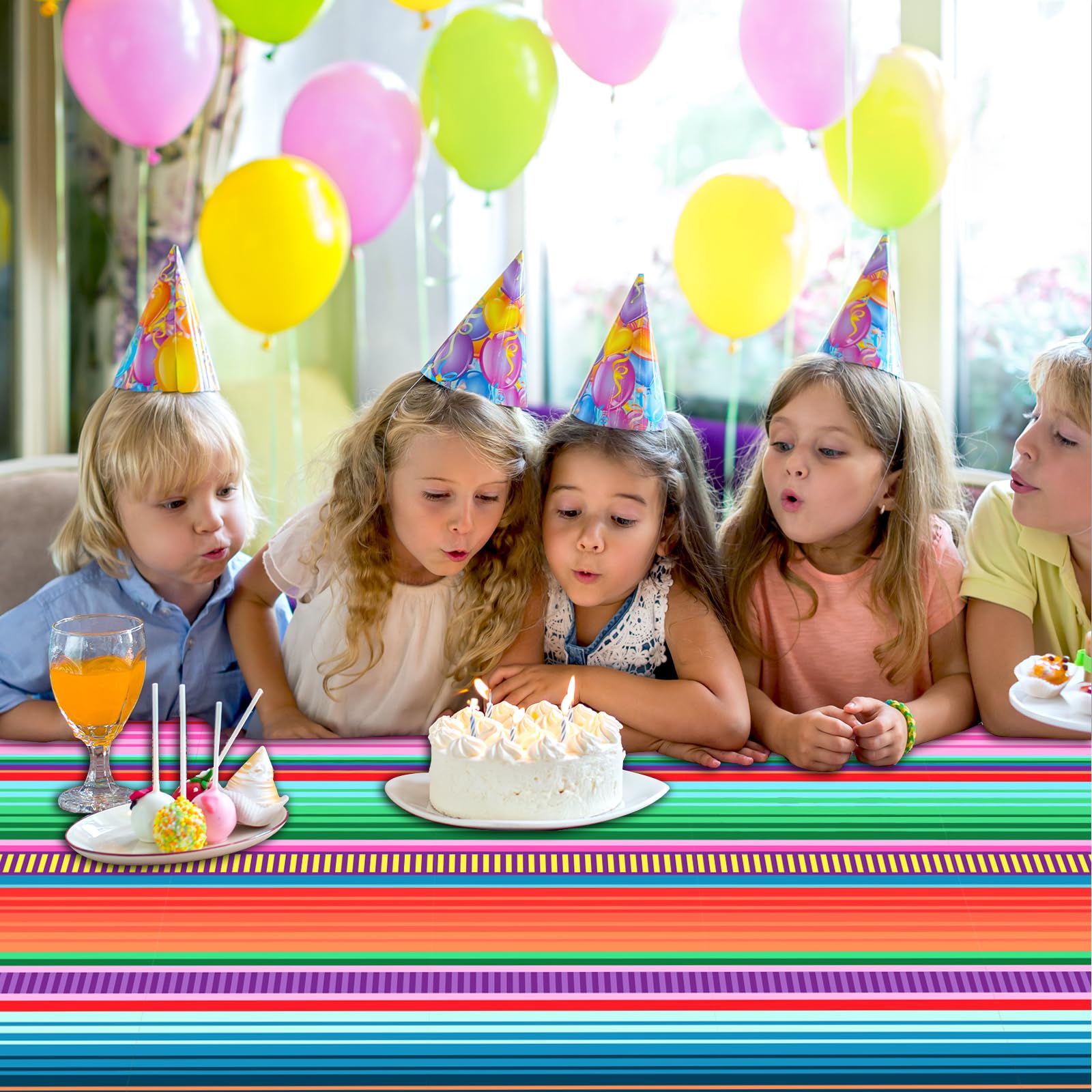 ASLERMURE 3 Pack Mexican Serape Tablecloths 54x108 Inches Disposable Plastic Striped Party Table Cover for Cinco de Mayo, Birthday, Weddings