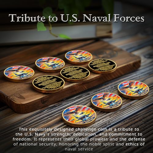 ASmileIndeep U.S. Naval Forces Challenge Coin – 40mm Zinc Alloy Navy Coin with Aircraft Carrier & Eagle