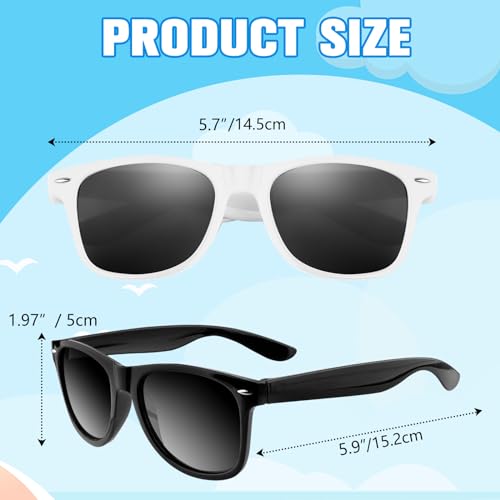 ASTARON 12 Pack Black and White Party Sunglasses for Events, Weddings, Pool Parties