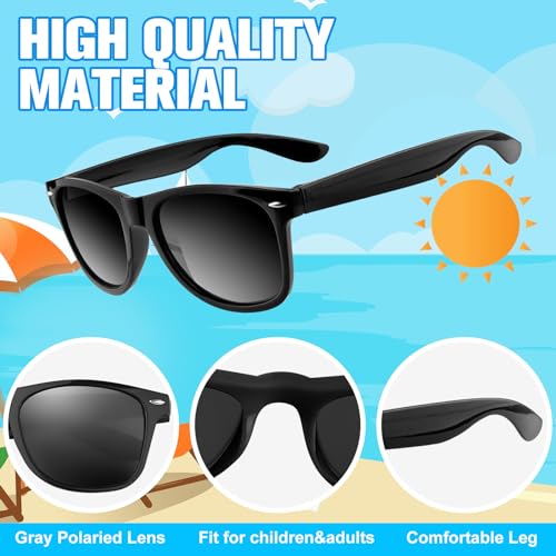 ASTARON 12 Pack Black Party Sunglasses - Bulk Neon Party Favors for Weddings Beach Pool Supplies