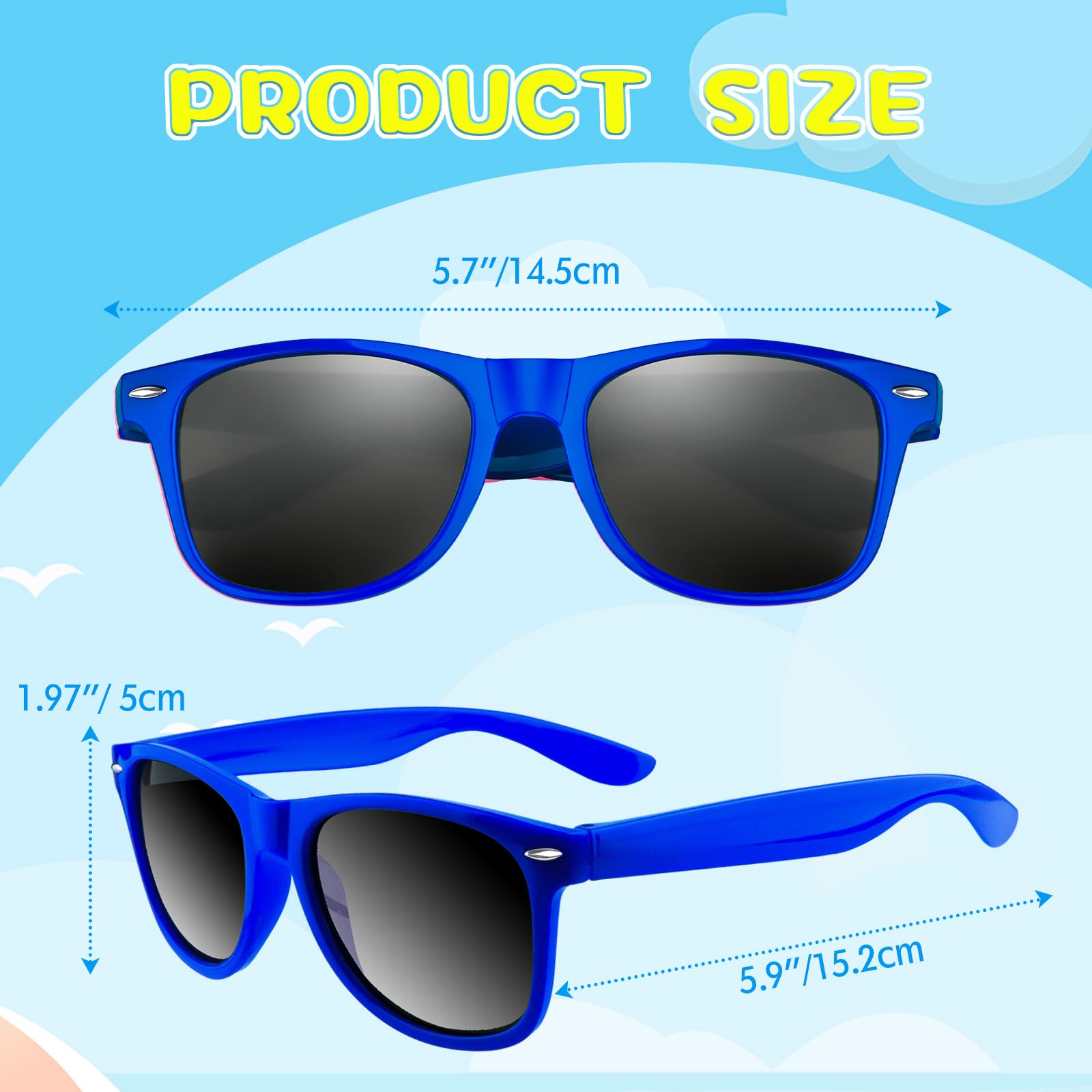 ASTARON 12 Pack Blue Neon Party Sunglasses - Bulk Beach Wedding Favors