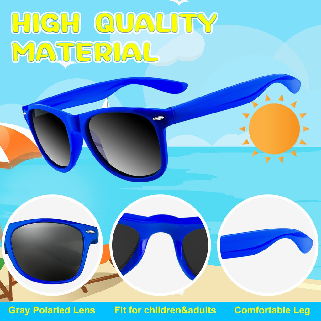 ASTARON 12 Pack Blue Neon Party Sunglasses - Bulk Beach Wedding Favors
