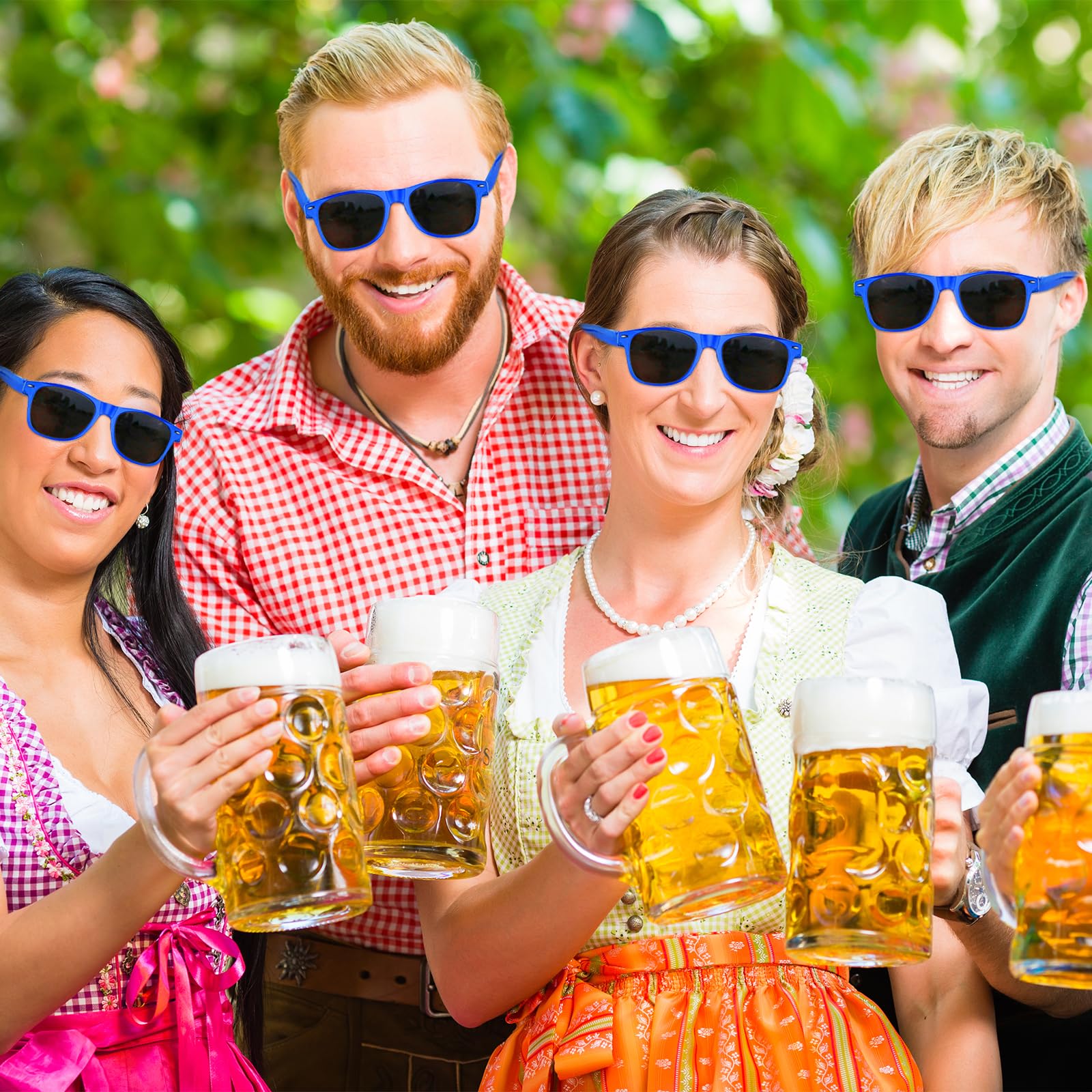ASTARON 12 Pack Blue Neon Party Sunglasses - Bulk Beach Wedding Favors