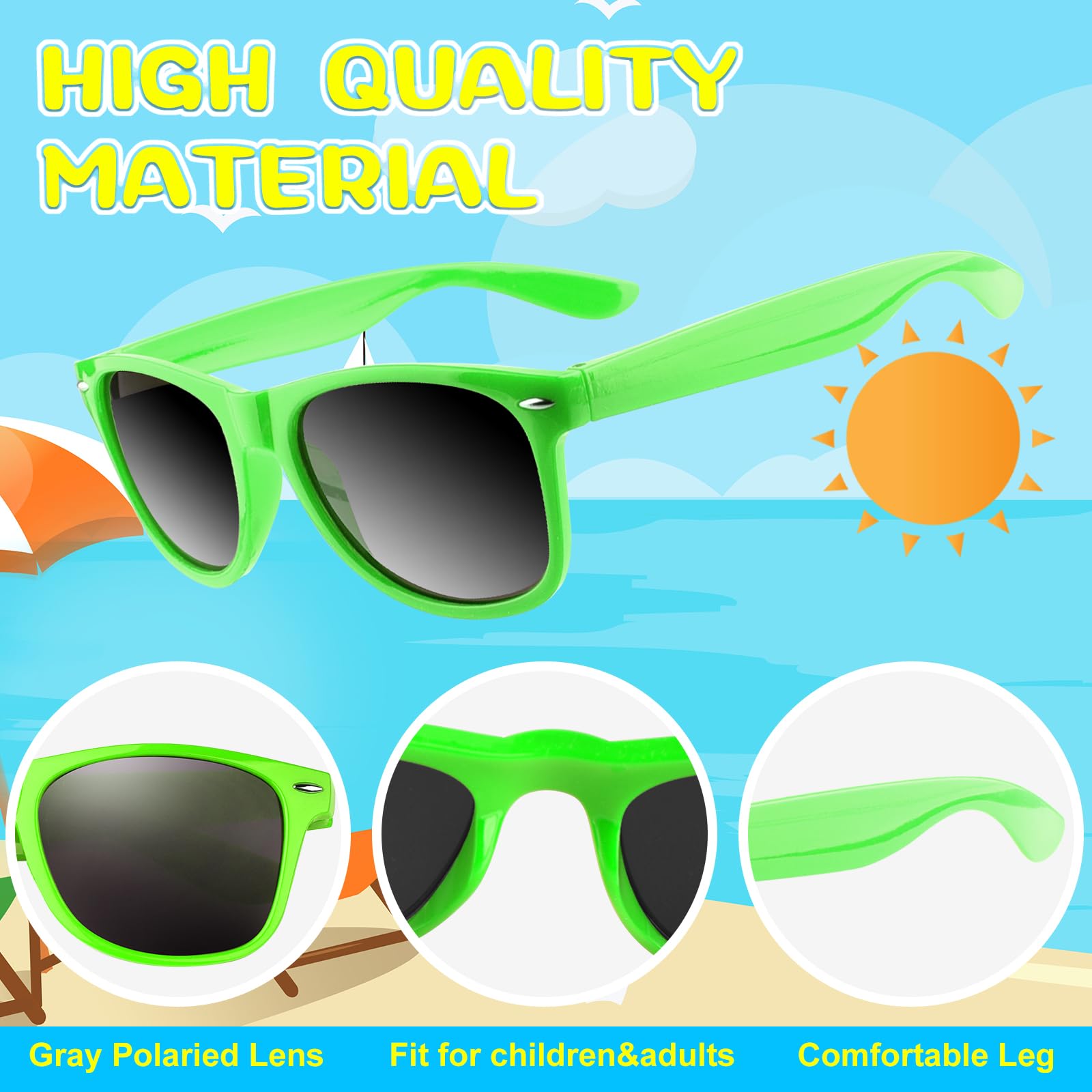 ASTARON 12 Pack Neon Party Sunglasses - Bulk Party Favors for Beach, Wedding, Pool, and Summer Events