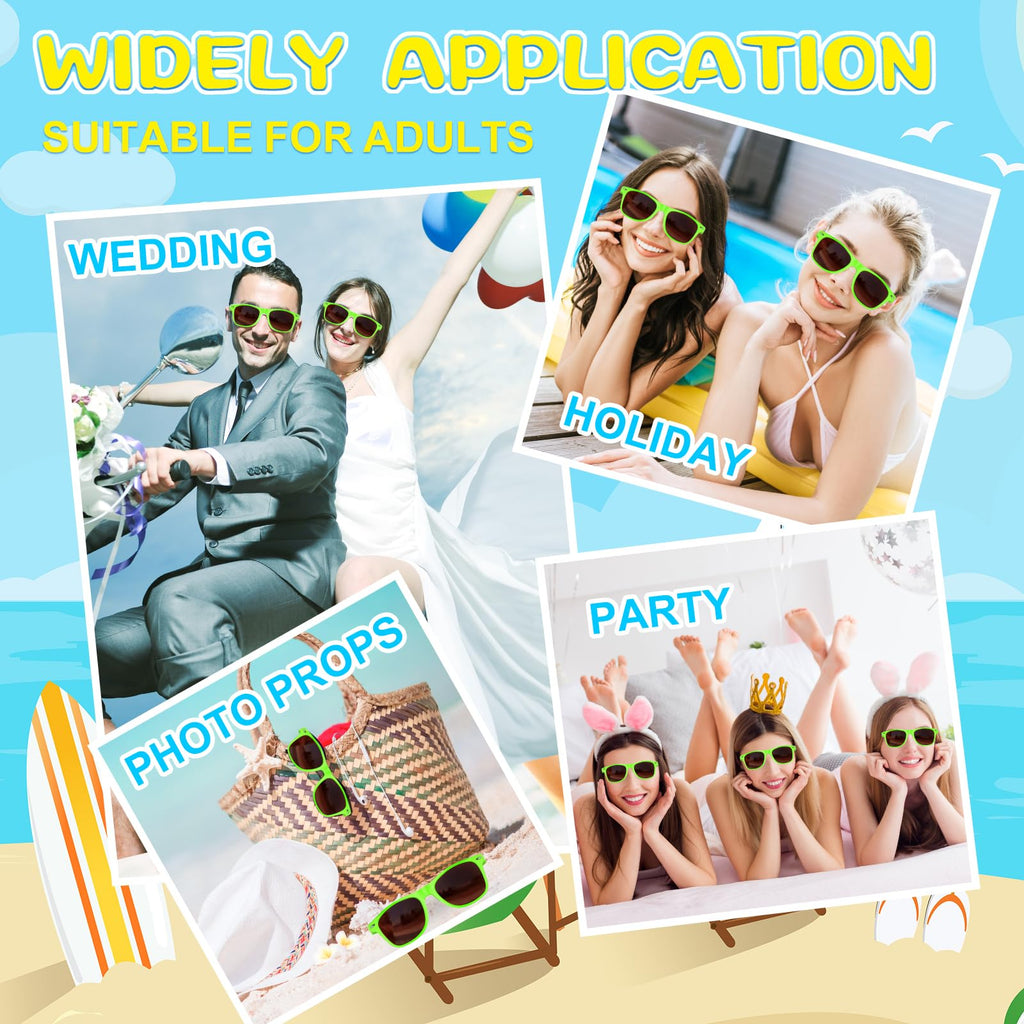 ASTARON 12 Pack Neon Party Sunglasses - Bulk Party Favors for Beach, Wedding, Pool, and Summer Events