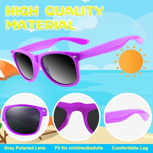 ASTARON 12 Pack Neon Purple Party Sunglasses Bulk – Beach Wedding Pool Favors