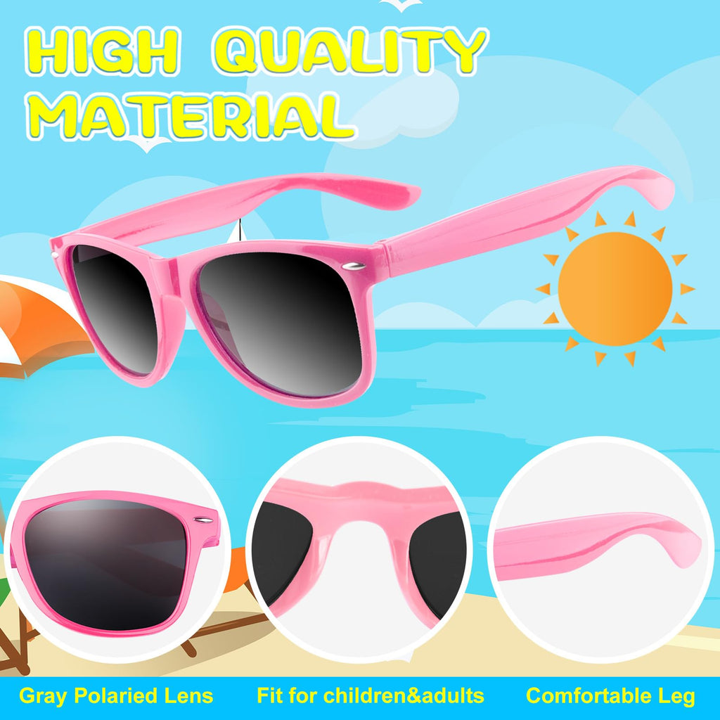 ASTARON 12-Pack Pink Party Sunglasses – Bulk Neon Favors for Beach Weddings, Pool Parties & Events