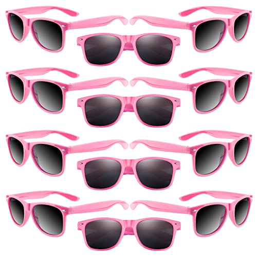 ASTARON 12-Pack Pink Party Sunglasses – Bulk Neon Favors for Beach Weddings, Pool Parties & Events