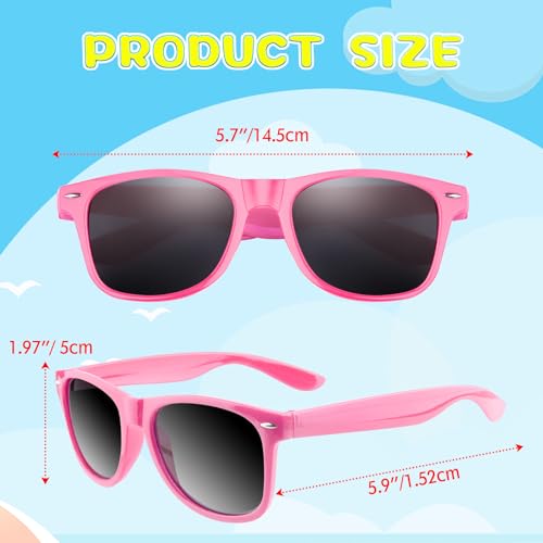 ASTARON 12-Pack Pink Party Sunglasses – Bulk Neon Favors for Beach Weddings, Pool Parties & Events