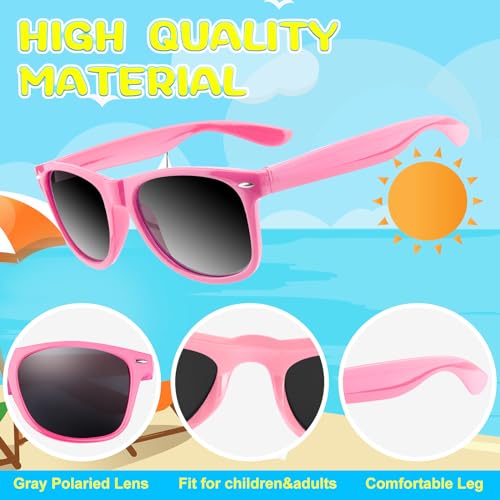 ASTARON 12-Pack Pink Party Sunglasses – Bulk Neon Favors for Beach Weddings, Pool Parties & Events
