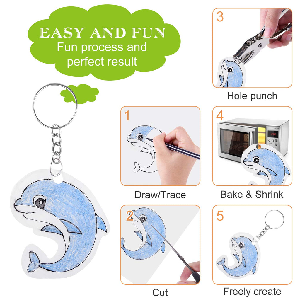ASTARON 181-Piece Shrinking Plastic Sheets Kit with Keychain Accessories