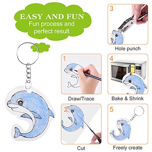 ASTARON 181-Piece Shrinking Plastic Sheets Kit with Keychain Accessories