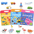 ASTARON 3-Pack Reusable Puffy Sticker Books for Kids Ages 3-6 – Dino, Car & Animal Themes – Portable Travel Toy & Busy Book