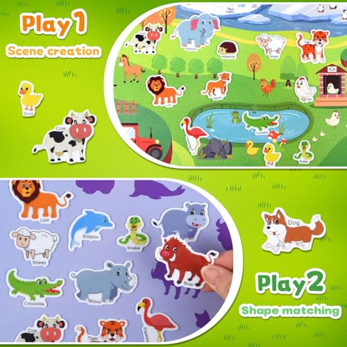 ASTARON 3-Pack Reusable Puffy Sticker Books for Kids Ages 3-6 – Dino, Car & Animal Themes – Portable Travel Toy & Busy Book