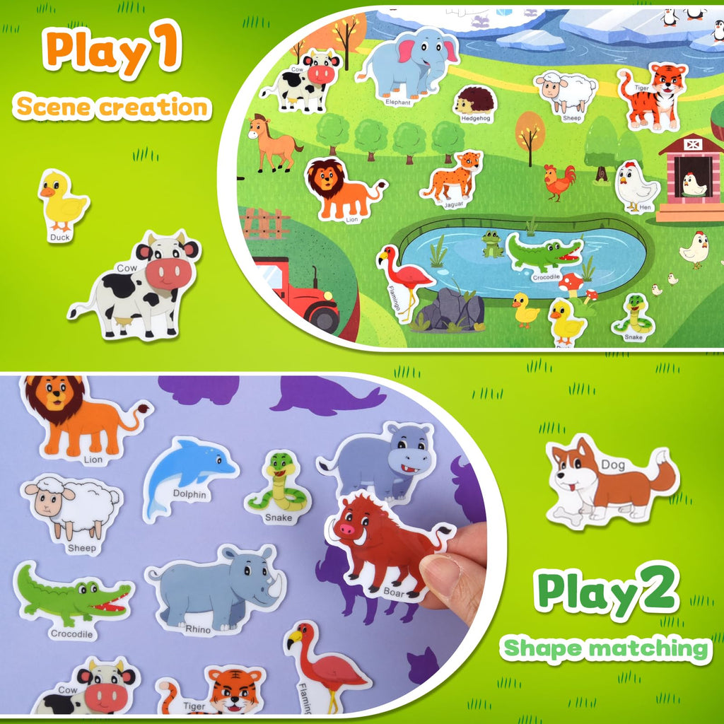 ASTARON 3-Pack Reusable Puffy Sticker Books for Kids Ages 3-6 – Dino, Car & Animal Themes – Portable Travel Toy & Busy Book