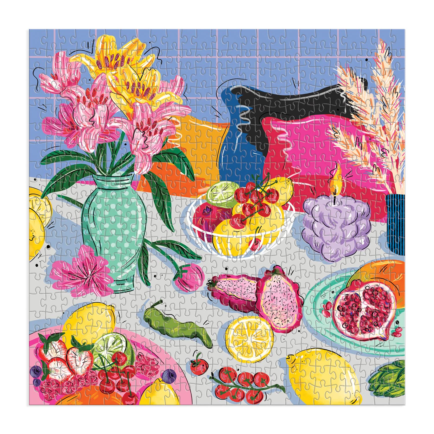 At the Table 500 Piece Puzzle by Galison - Colorful Fruit and Flower Jigsaw