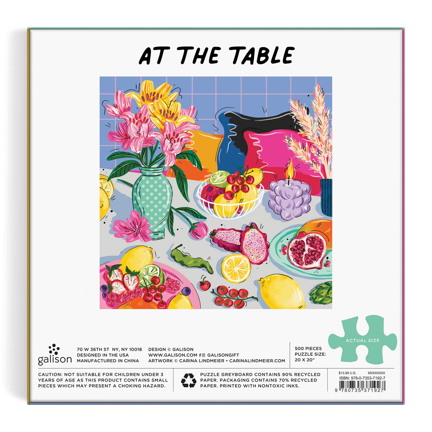 At the Table 500 Piece Puzzle by Galison - Colorful Fruit and Flower Jigsaw