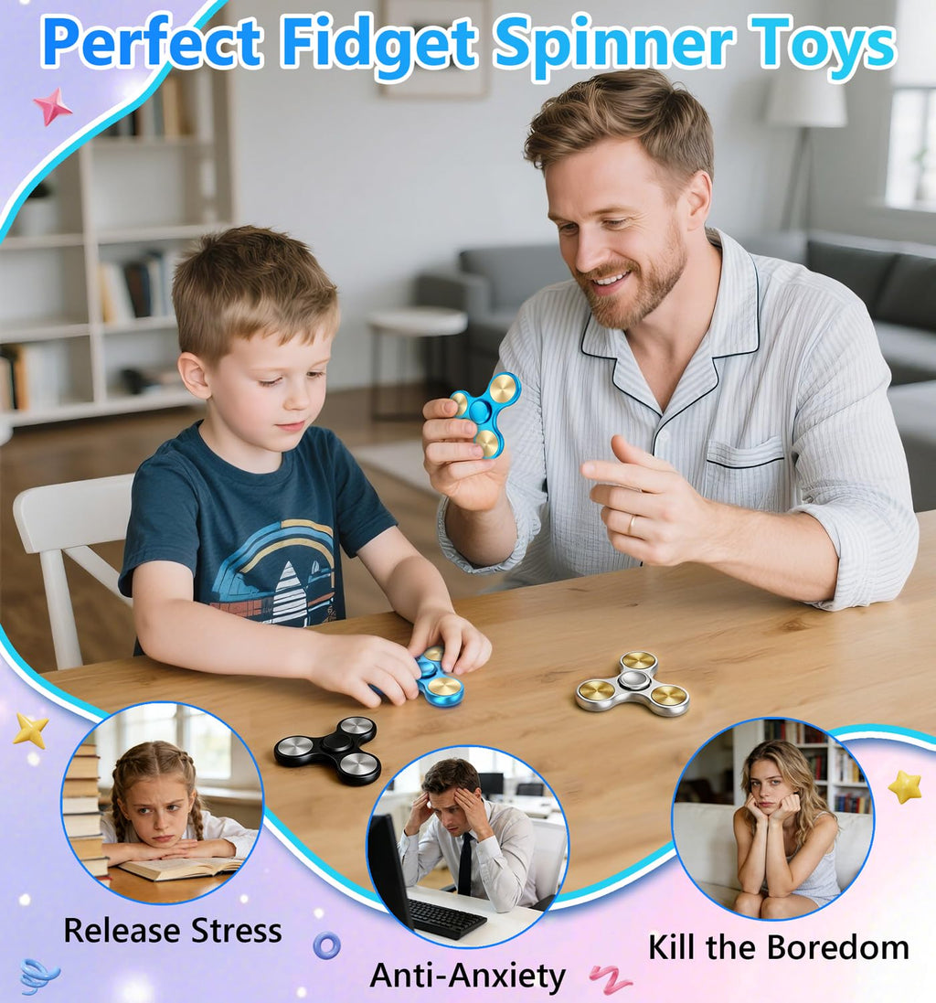 ATESSON Fidget Spinner – 4-10 Minute Spin Time, Stainless Steel Bearing, Aluminum Alloy Body