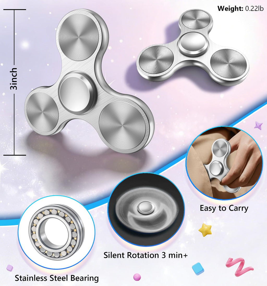 ATESSON Fidget Spinner – Ultra Durable Stainless Steel, 3-5 Minute Spins for Focus and Stress Relief