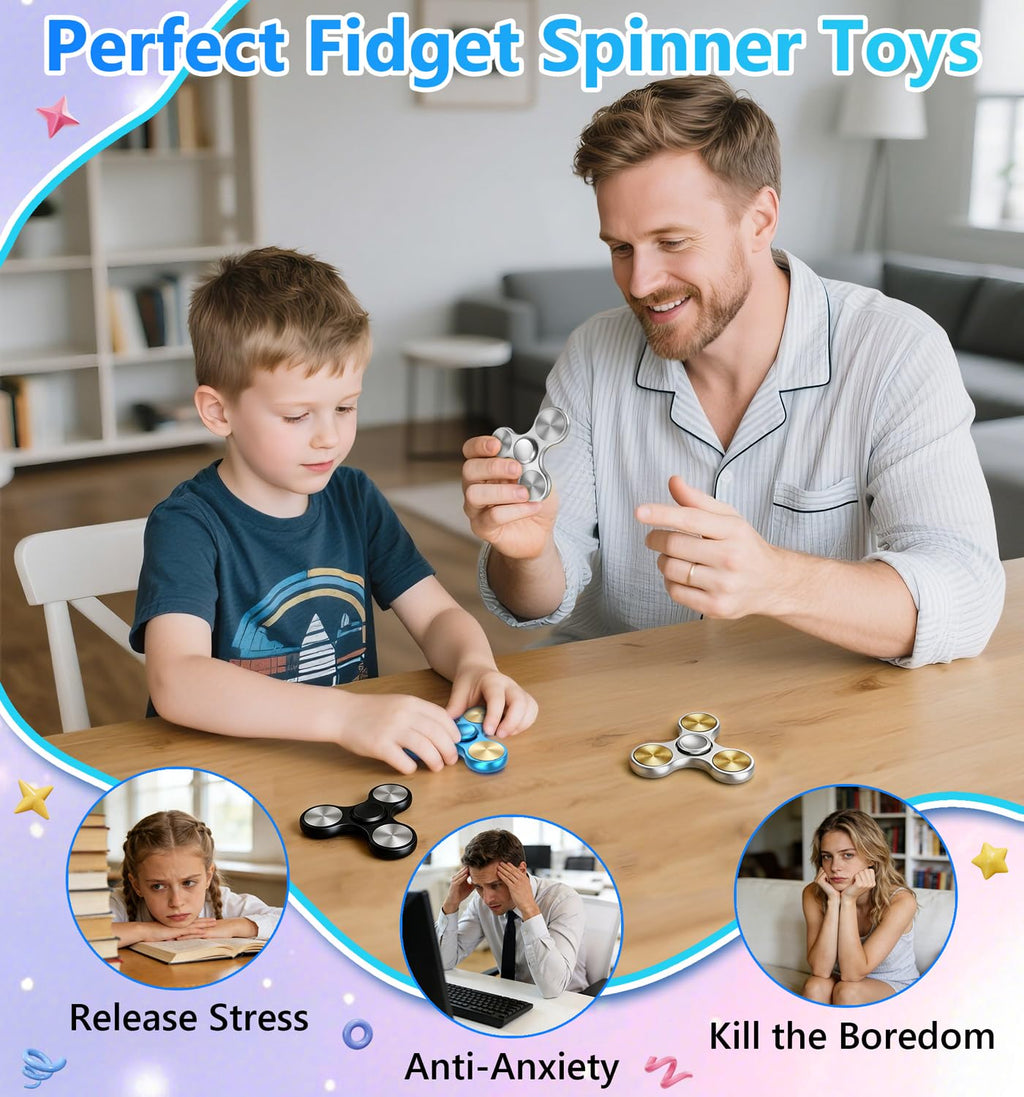 ATESSON Fidget Spinner – Ultra Durable Stainless Steel, 3-5 Minute Spins for Focus and Stress Relief
