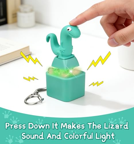 ATESSON Lizard Button Keychain Fidget Toy 2-Pack – Rechargeable Sound & Light Stress Relief