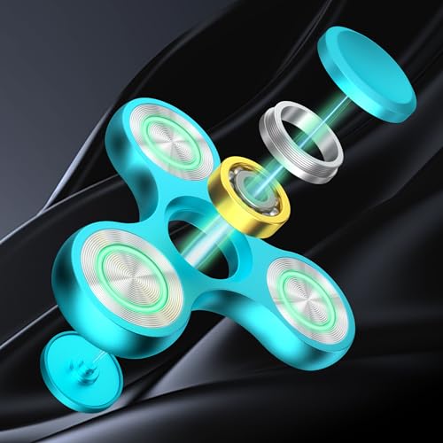 ATESSON Metal Glow in the Dark Fidget Spinner - Blue, Stainless Steel Bearing, Silent