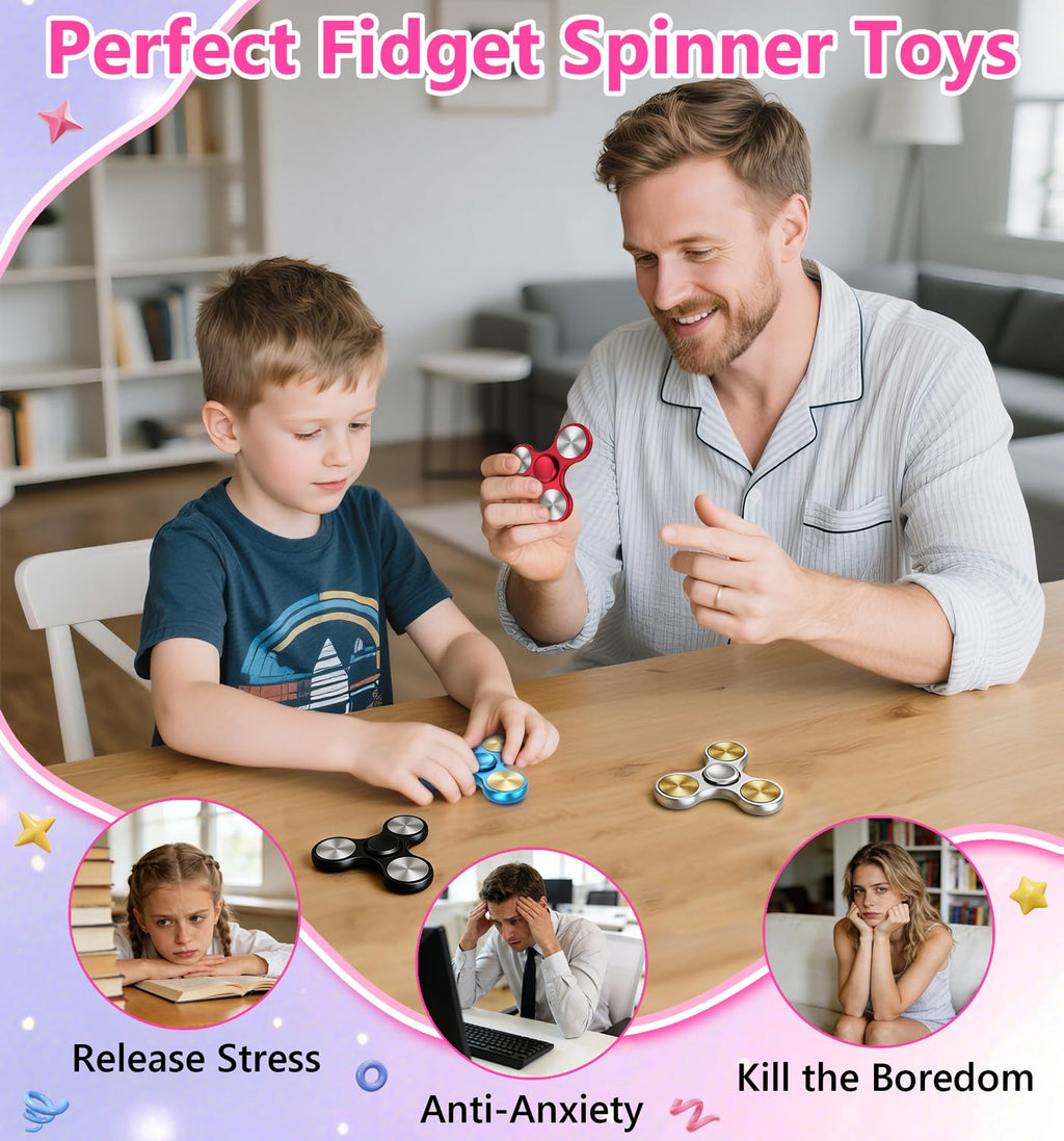 ATESSON Ultra Durable Stainless Steel Fidget Spinner – High Speed Precision Metal Toy for Stress Relief and Focus