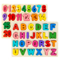 Attmu Wooden Alphabet and Number Puzzle Set for Toddlers Ages 3-5