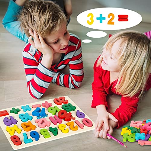 Attmu Wooden Alphabet and Number Puzzle Set for Toddlers Ages 3-5