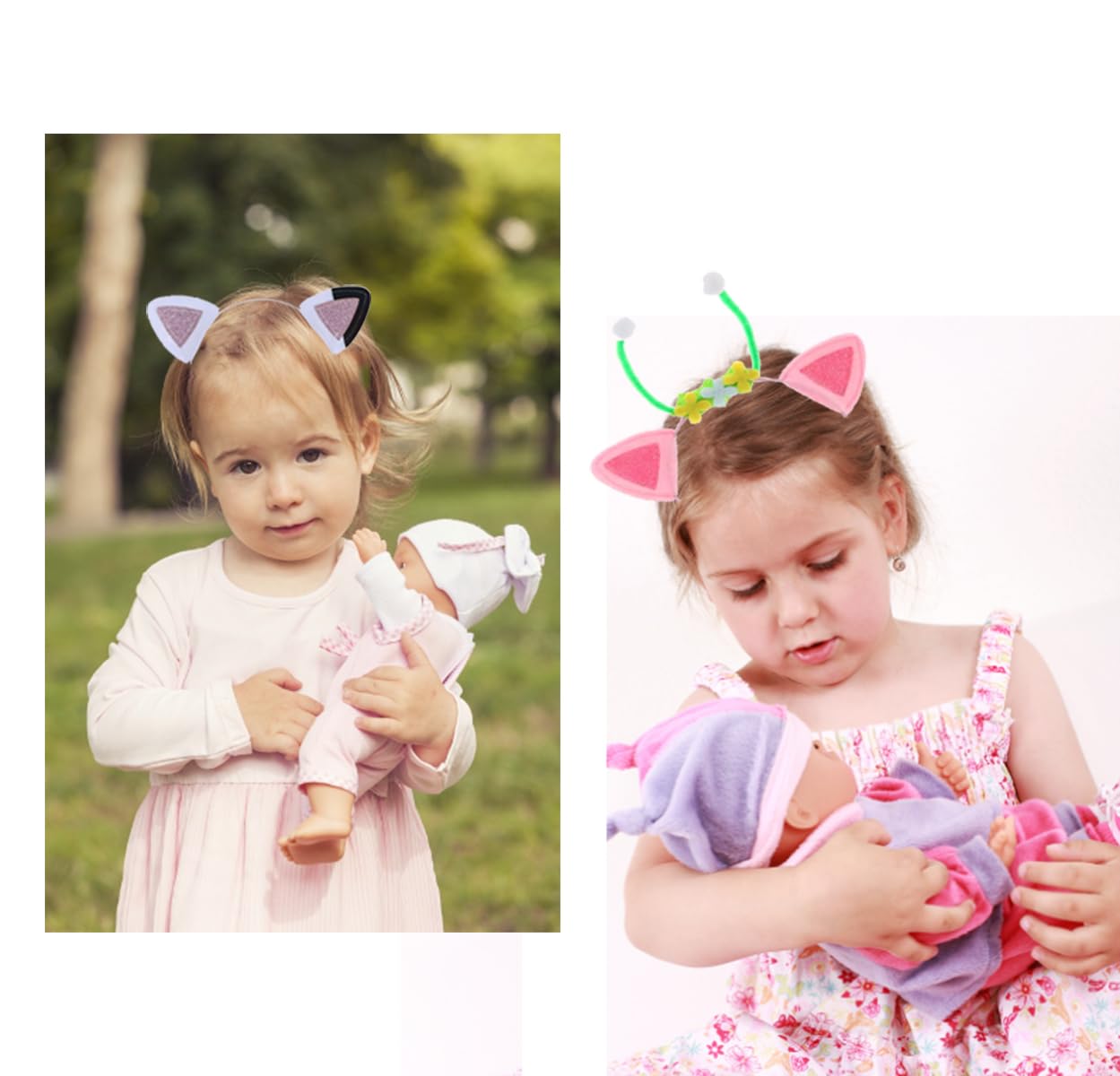 Atvscay 4-Pack Cute Cat Ears Headbands – Elastic Wire & Felt, 7.5x5.5 inches, for Parties & Cosplay
