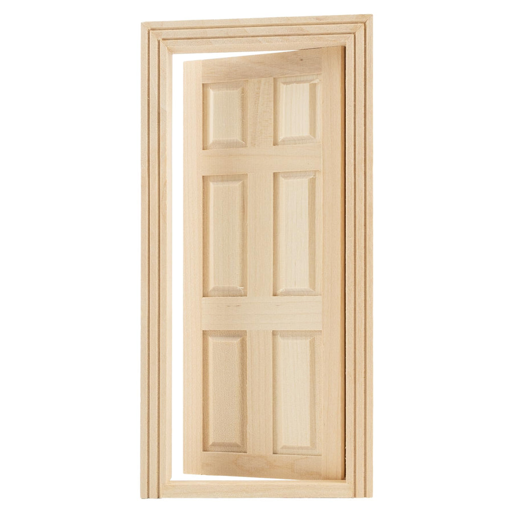 AUEAR 1:12 Scale Unpainted Wooden 6-Panel Door for Dollhouse Living Room - 7.5 x 3.4 Inches