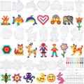 AUGSUN 20-Pack Clear Plastic Fuse Bead Pegboards – Animal Shapes with Cards, Keychains, and Tweezers for Kids DIY Crafts