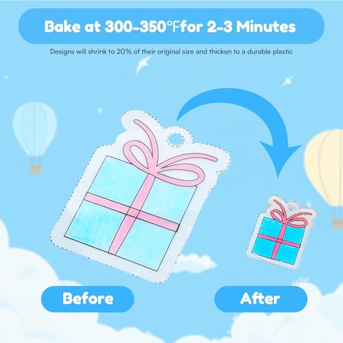 Auihiay 145-Piece Shrink Plastic Sheet Kit with Keychain Accessories for DIY Crafts and Mother's Day Ornaments