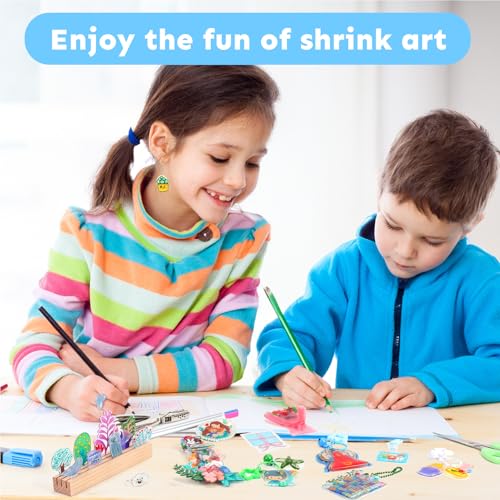 Auihiay 145-Piece Shrink Plastic Sheet Kit with Keychain Accessories for DIY Crafts and Mother's Day Ornaments