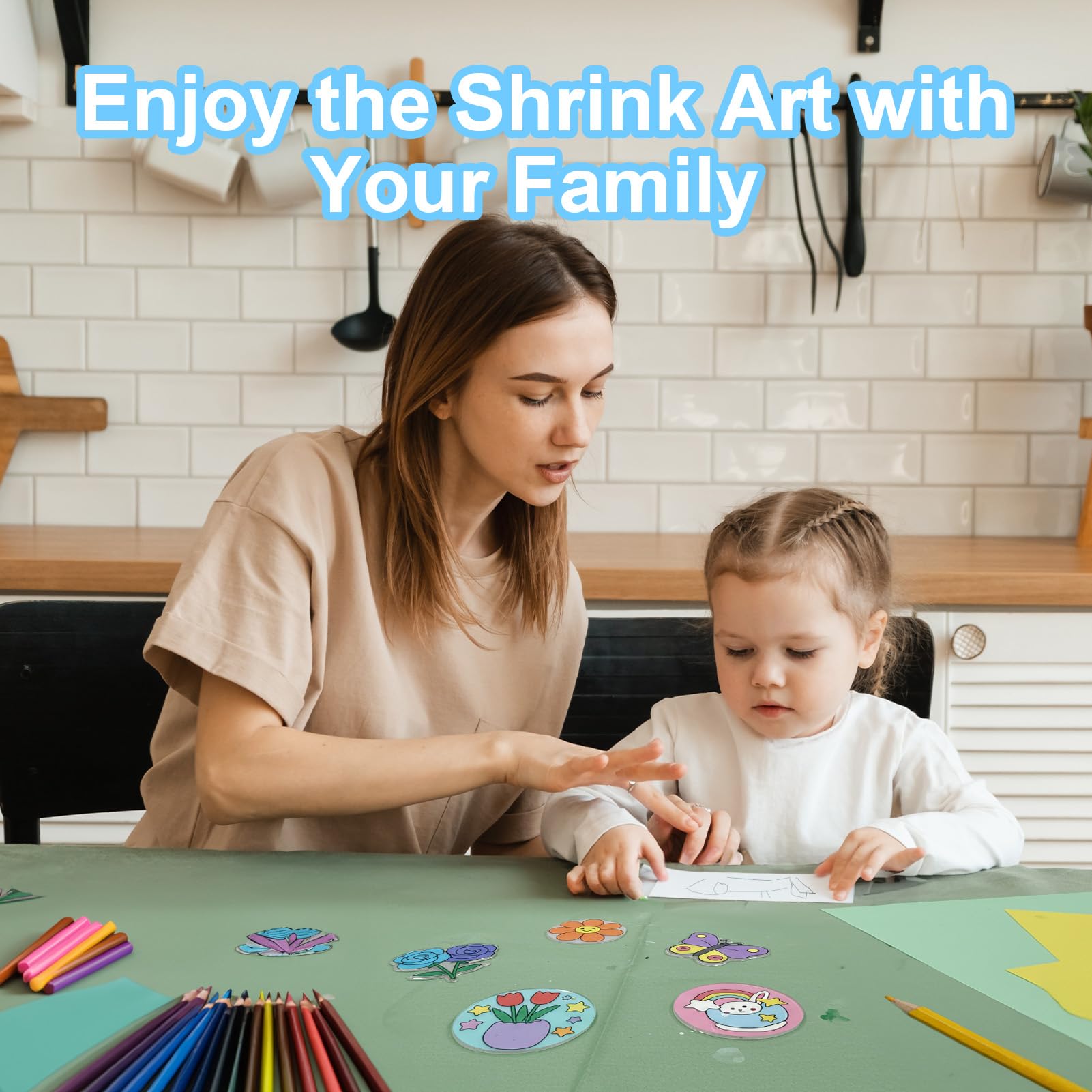 Auihiay 30-Piece Shrink Plastic Sheets Kit with Keychains and Jump Rings
