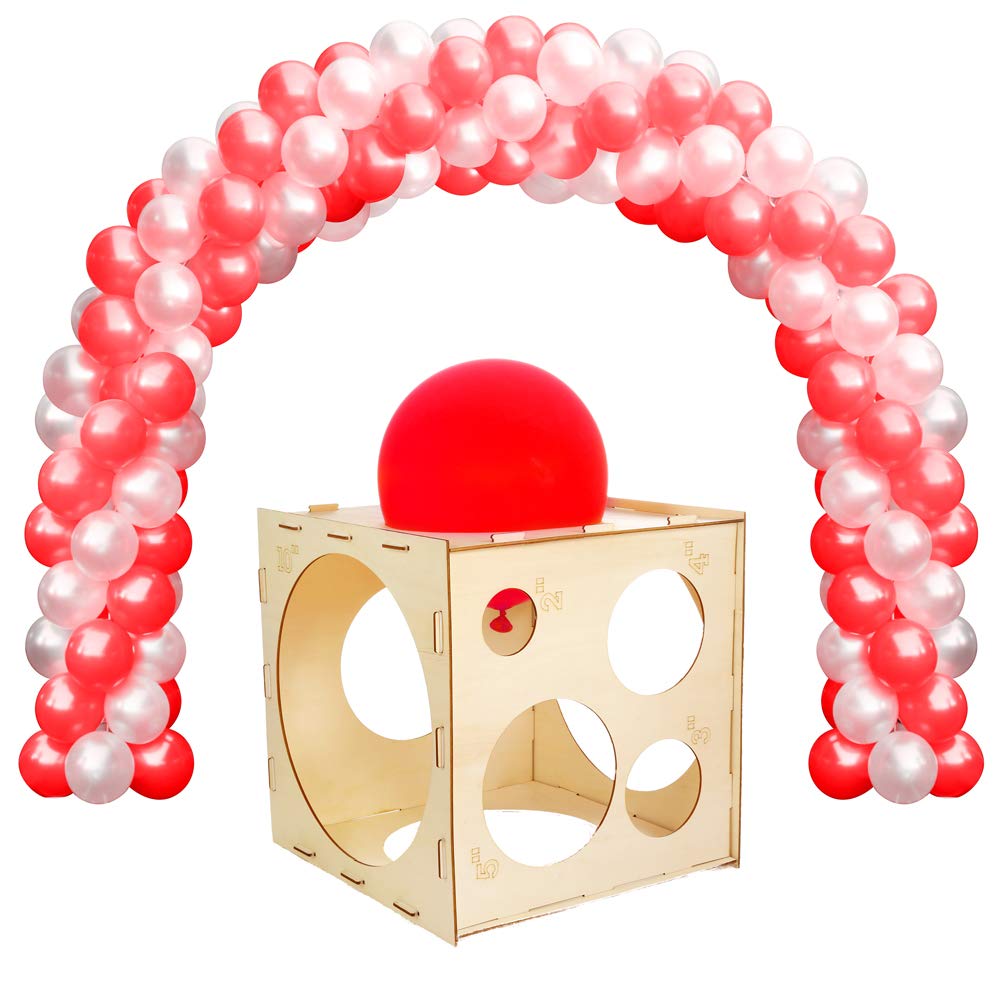 Auihiay Collapsible Wood Balloon Sizer Box - 2 to 10 Inch 9-Hole Sizing Tool for Party Decor