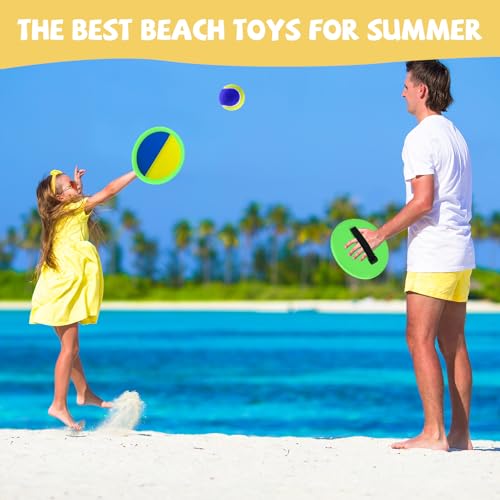 Aunnitery Outdoor Toss and Catch Game Set - 4 Paddles & 3 Balls for Beach, Backyard, Family Fun