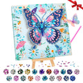 AuraKoi 3D Butterfly Diamond Art Kit for Kids Ages 6-12 – Blue Gem Painting with Frame, Non-Toxic DIY Craft