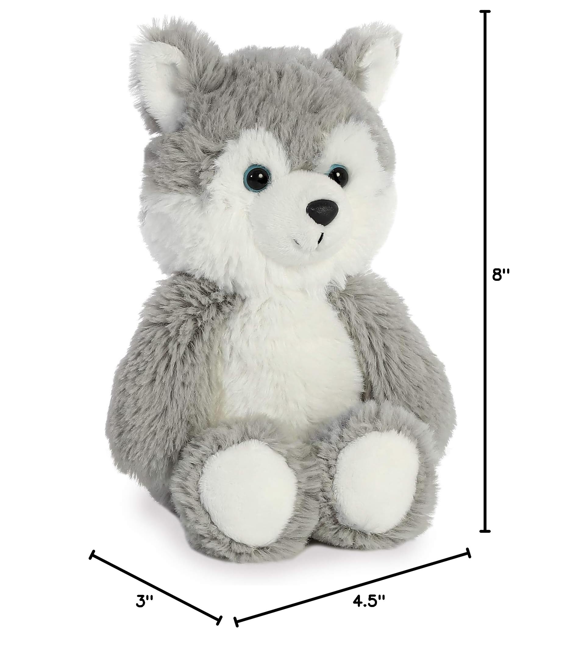 Aurora Cuddly Friends 8" Husky Plush, Grey Soft Fur Toy