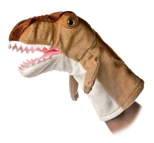 Aurora Interactive Hand Puppet T-Rex Stuffed Animal – Brown 8-Inch Plush Dinosaur