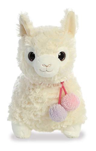 Aurora Llama Drama 11-Inch Coconut Plush – Soft, Overstuffed Creamy White Llama with Pom Pom Collar