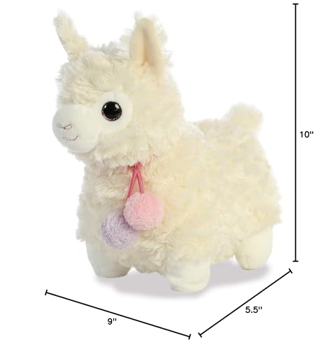 Aurora Llama Drama 11-Inch Coconut Plush – Soft, Overstuffed Creamy White Llama with Pom Pom Collar