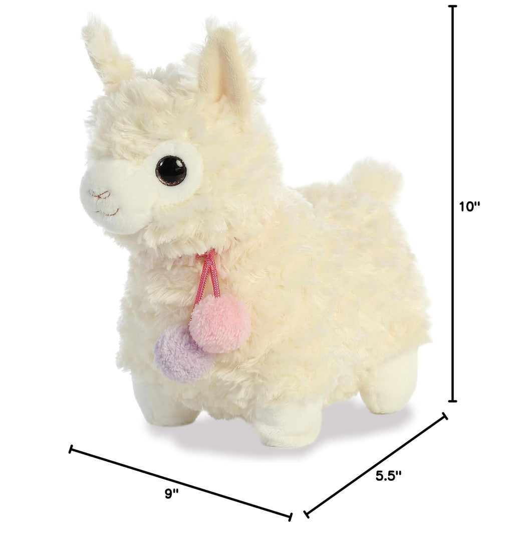 Aurora Llama Drama 11-Inch Coconut Plush – Soft, Overstuffed Creamy White Llama with Pom Pom Collar