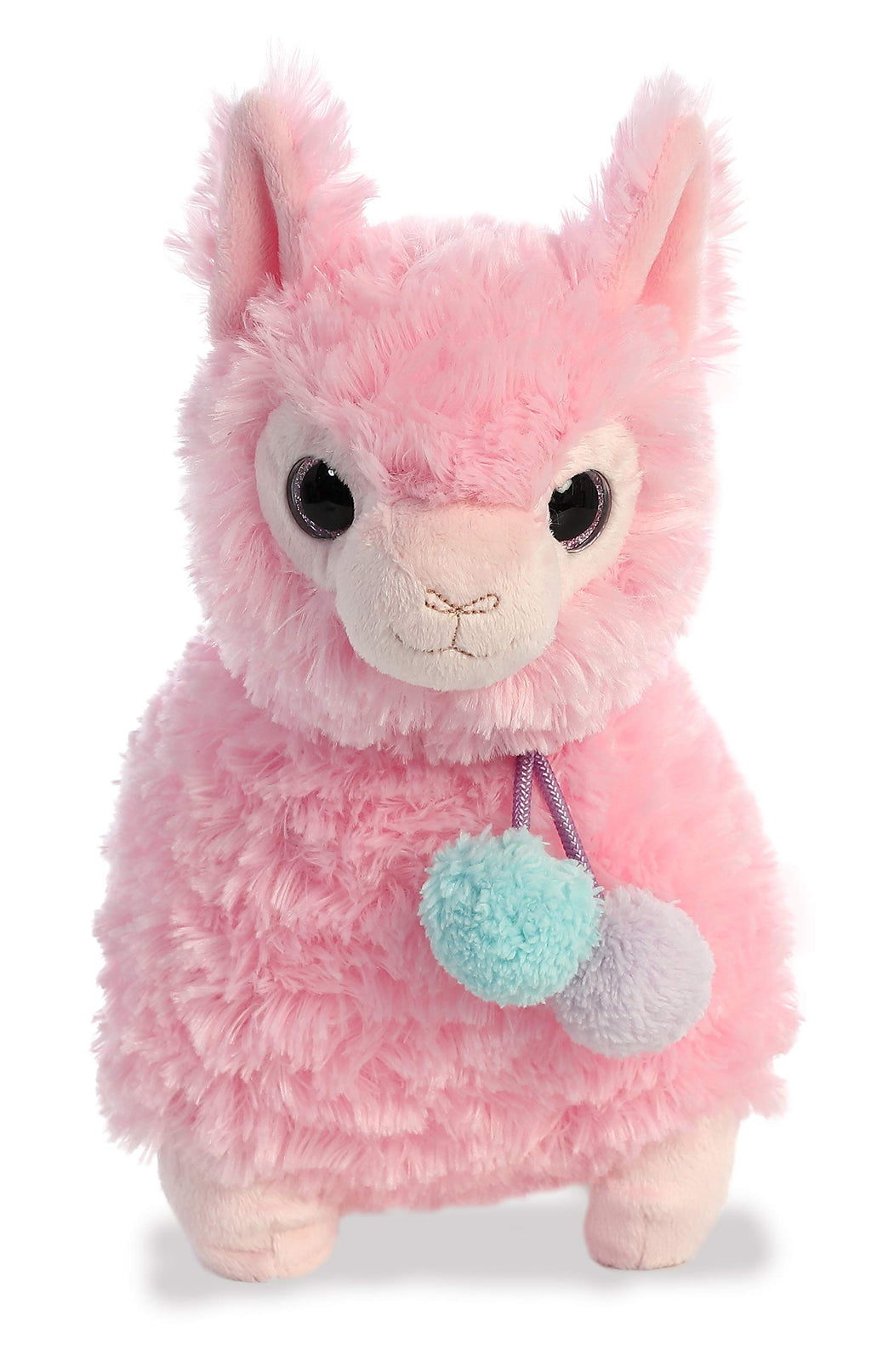 Aurora Llama Drama Plush Toy - 11 Inch Pink Lychee Llama with Pom Pom Collar